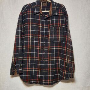 Saint John's Bay Flannel Plaid Charcoal Brown 2XL  XXL Long Sleeve Shack…
